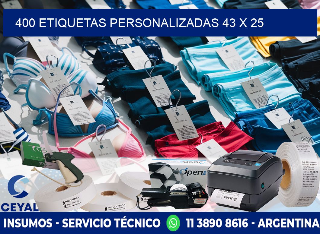 400 ETIQUETAS PERSONALIZADAS 43 x 25