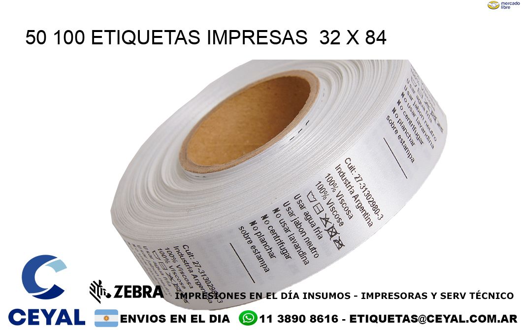 50 100 ETIQUETAS IMPRESAS 32 x 84