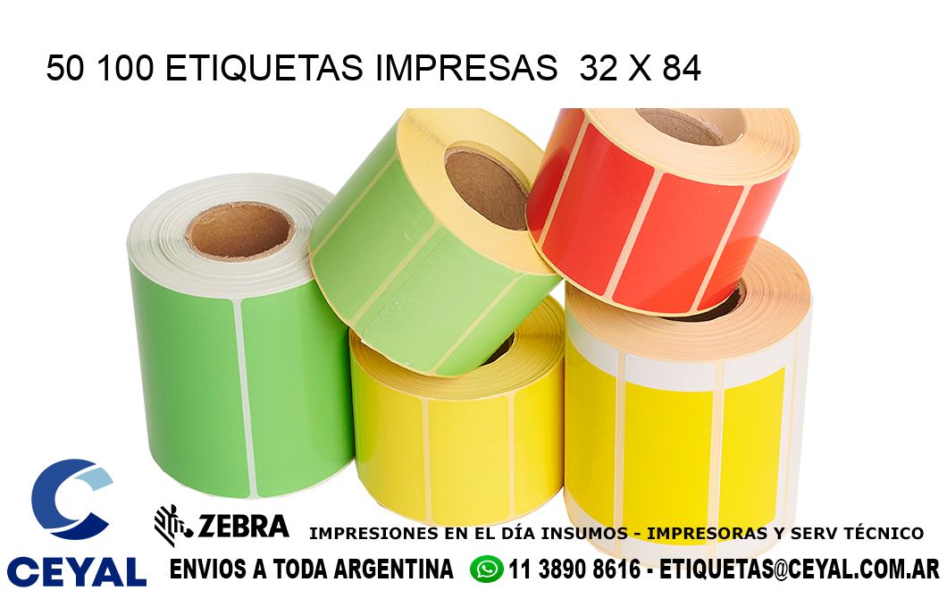 50 100 ETIQUETAS IMPRESAS 32 x 84