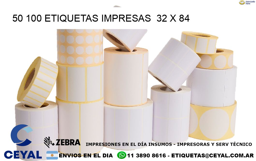 50 100 ETIQUETAS IMPRESAS  32 x 84