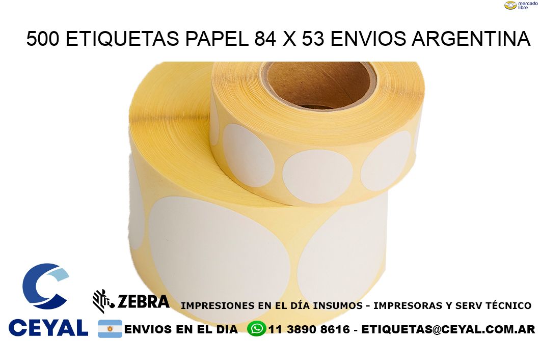 500 ETIQUETAS PAPEL 84 x 53 ENVIOS ARGENTINA