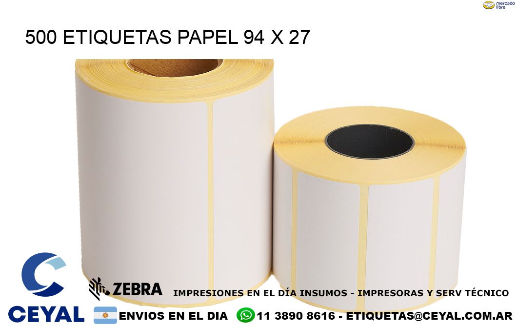 500 ETIQUETAS PAPEL 94 x 27