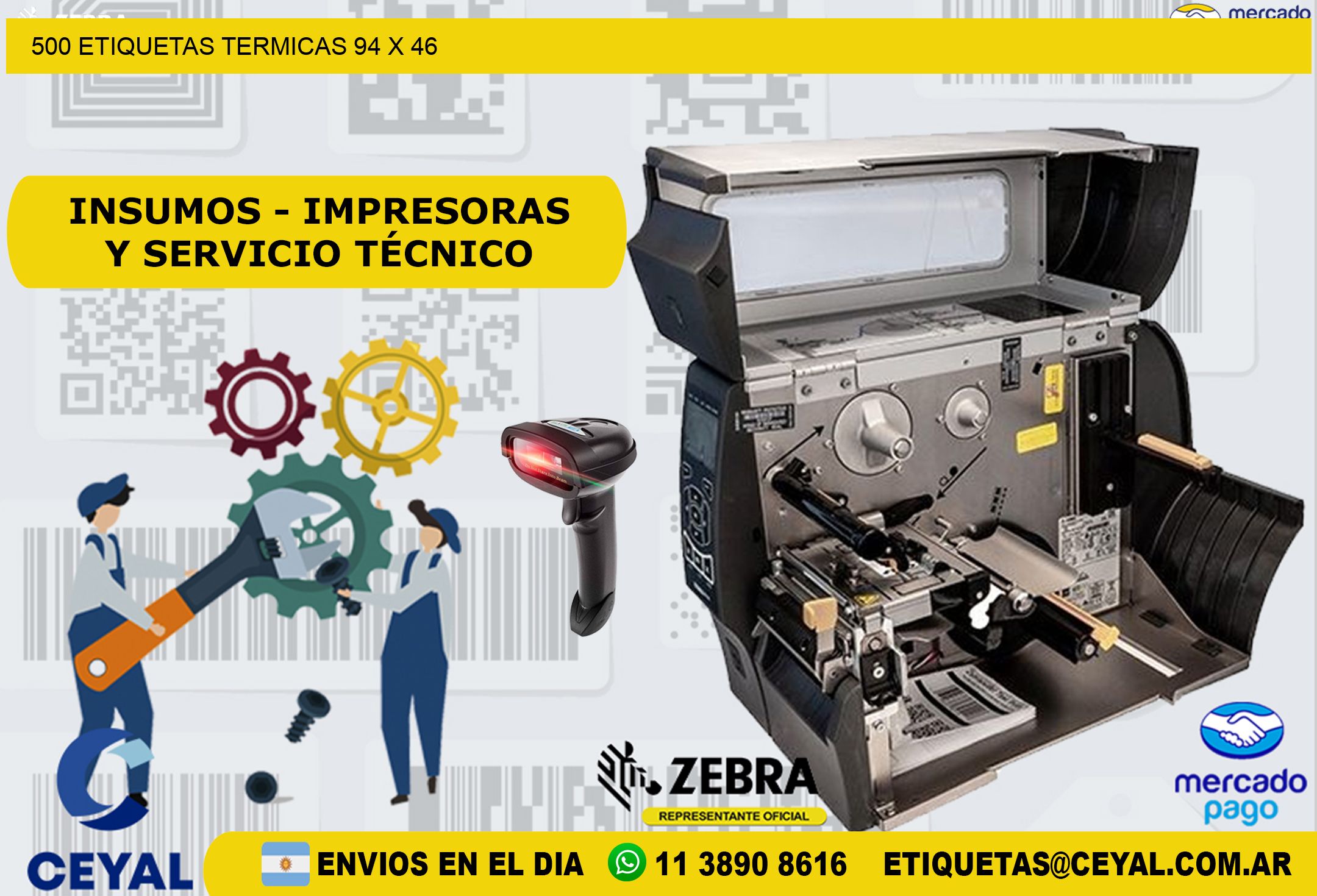 500 ETIQUETAS TERMICAS 94 x 46