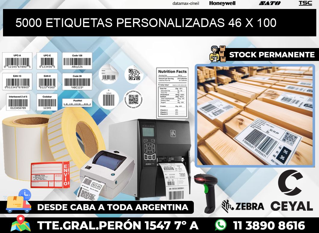 5000 ETIQUETAS PERSONALIZADAS 46 x 100