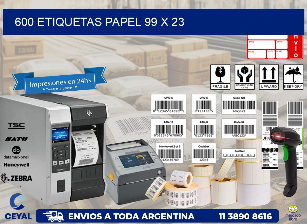 600 ETIQUETAS PAPEL 99 x 23