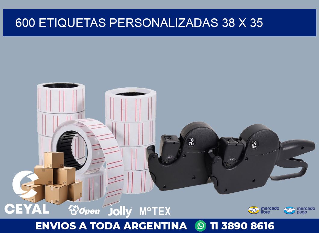 600 ETIQUETAS PERSONALIZADAS 38 x 35