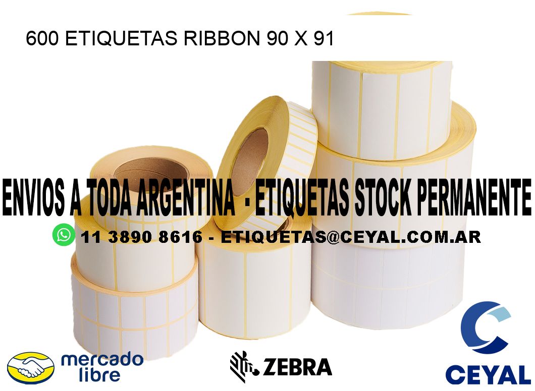 600 ETIQUETAS RIBBON 90 x 91