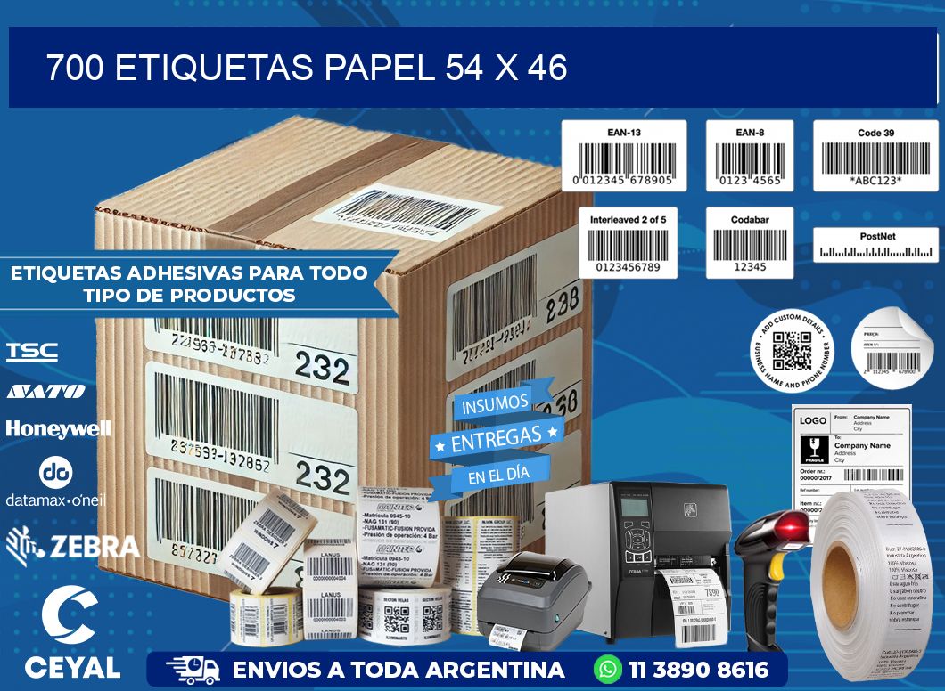 700 ETIQUETAS PAPEL 54 x 46