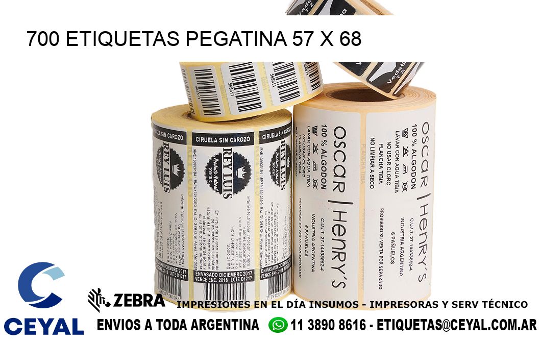 700 ETIQUETAS PEGATINA 57 x 68