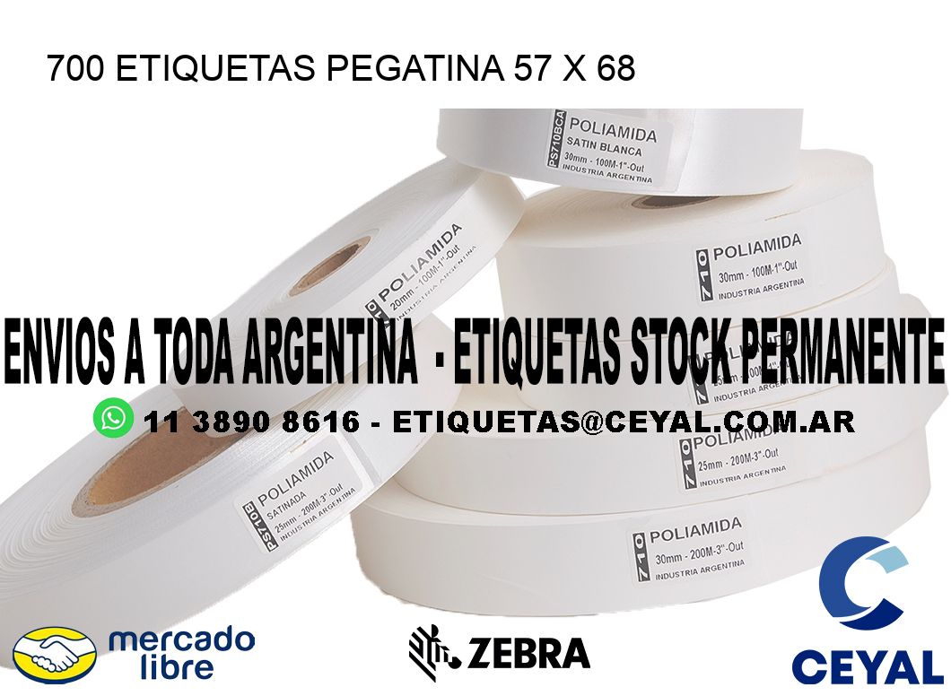 700 ETIQUETAS PEGATINA 57 x 68