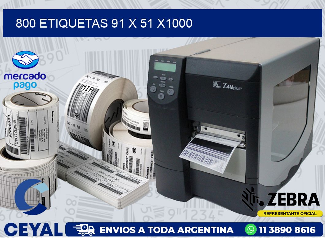 800 ETIQUETAS 91 x 51 x1000