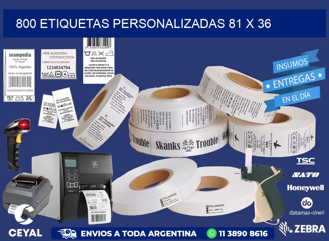 800 ETIQUETAS PERSONALIZADAS 81 x 36