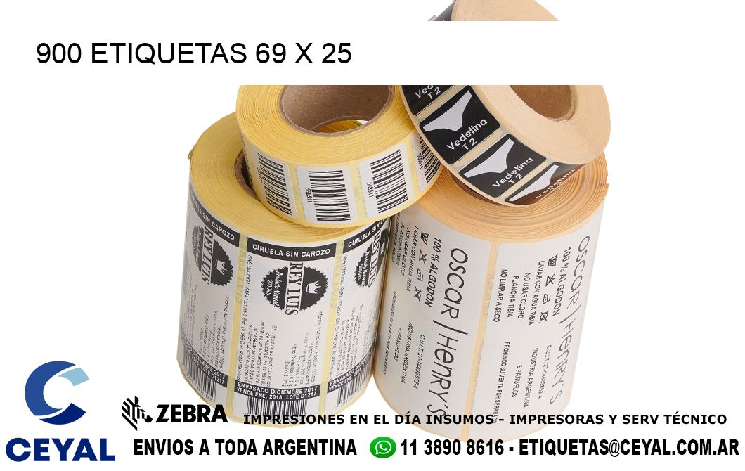 900 ETIQUETAS 69 x 25