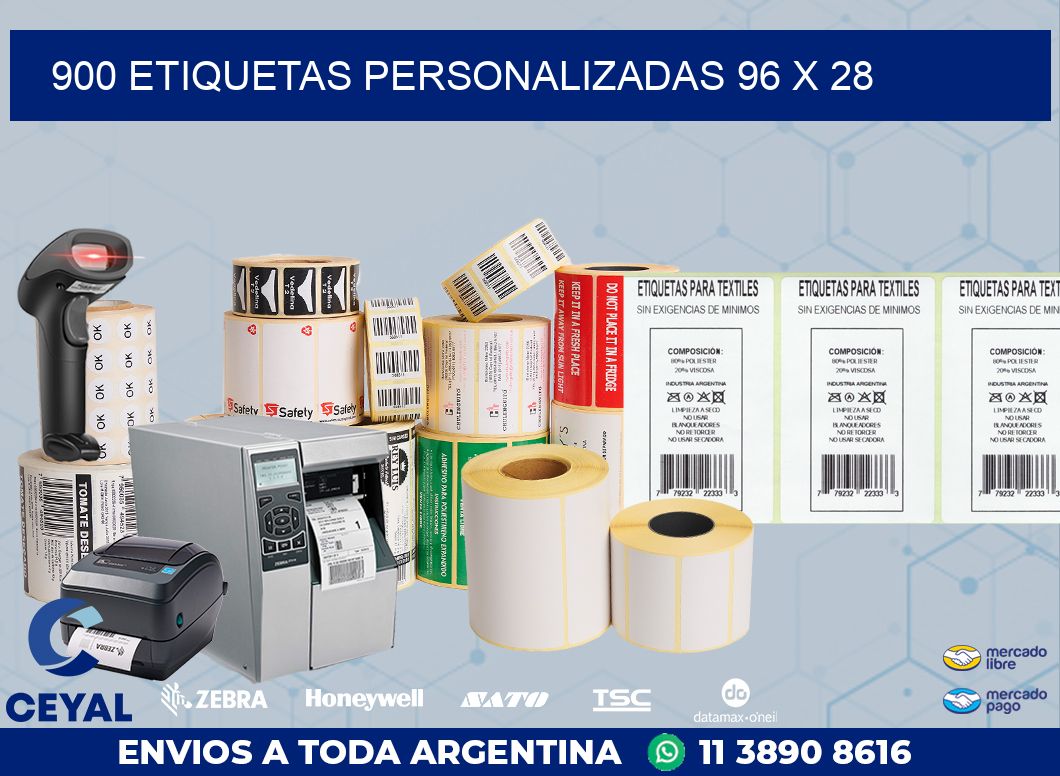 900 ETIQUETAS PERSONALIZADAS 96 x 28