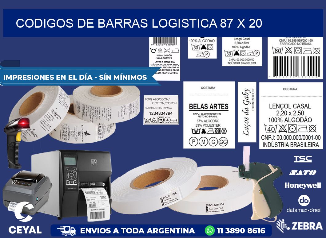 CODIGOS DE BARRAS LOGISTICA 87 x 20