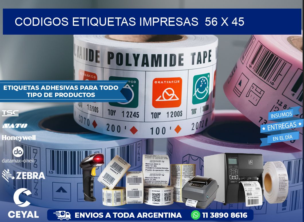 CODIGOS ETIQUETAS IMPRESAS 56 x 45