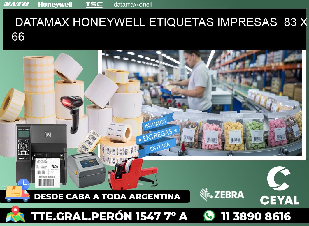 DATAMAX HONEYWELL ETIQUETAS IMPRESAS  83 x 66