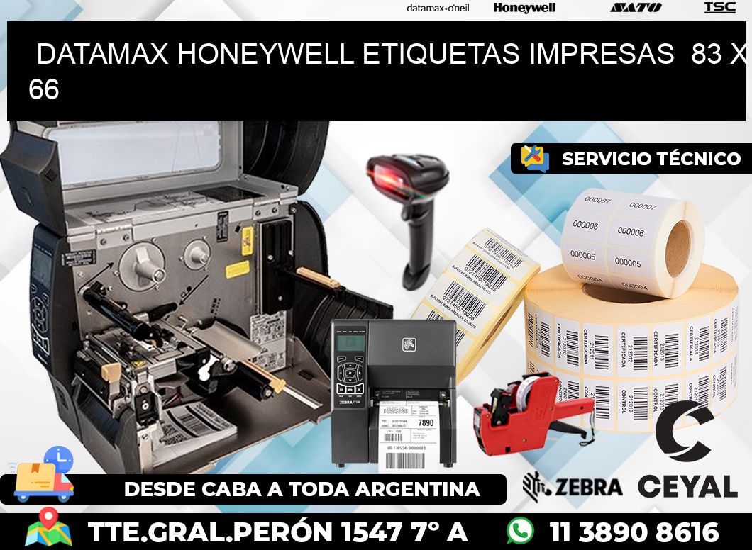 DATAMAX HONEYWELL ETIQUETAS IMPRESAS  83 x 66