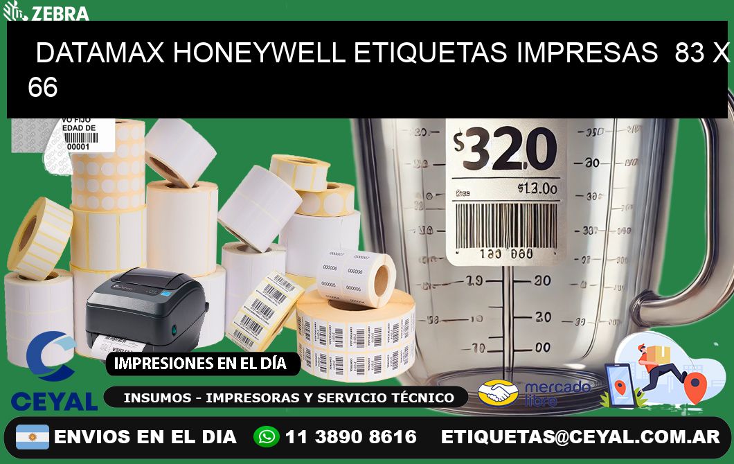 DATAMAX HONEYWELL ETIQUETAS IMPRESAS  83 x 66