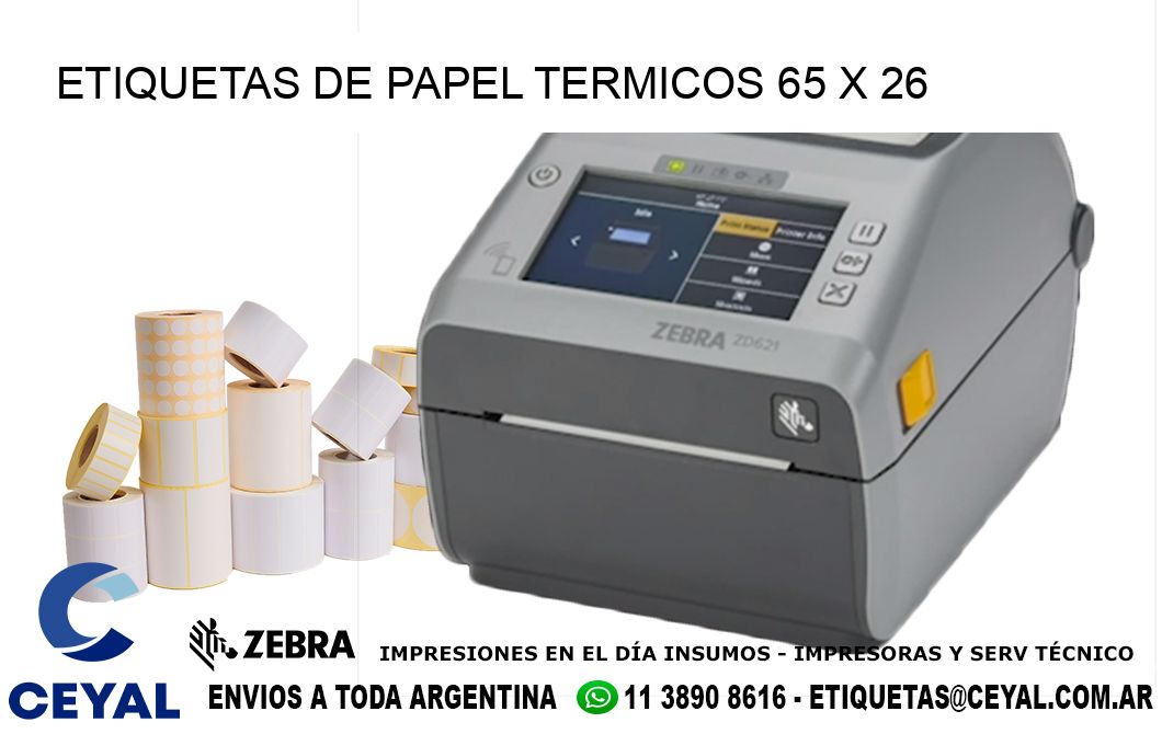 ETIQUETAS DE PAPEL TERMICOS 65 x 26