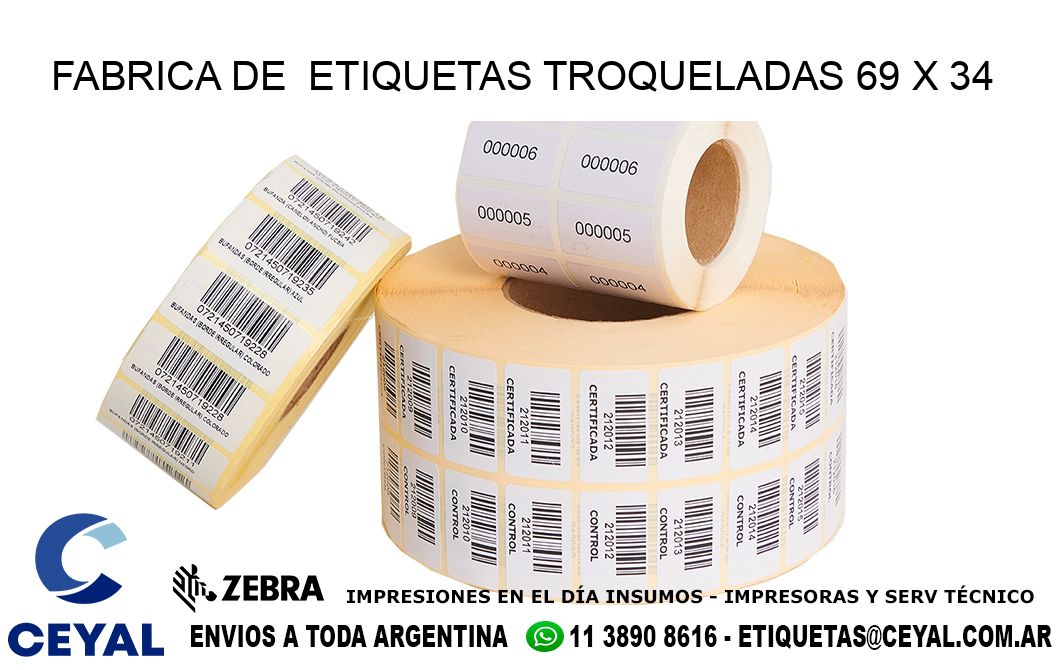 FABRICA DE  ETIQUETAS TROQUELADAS 69 x 34