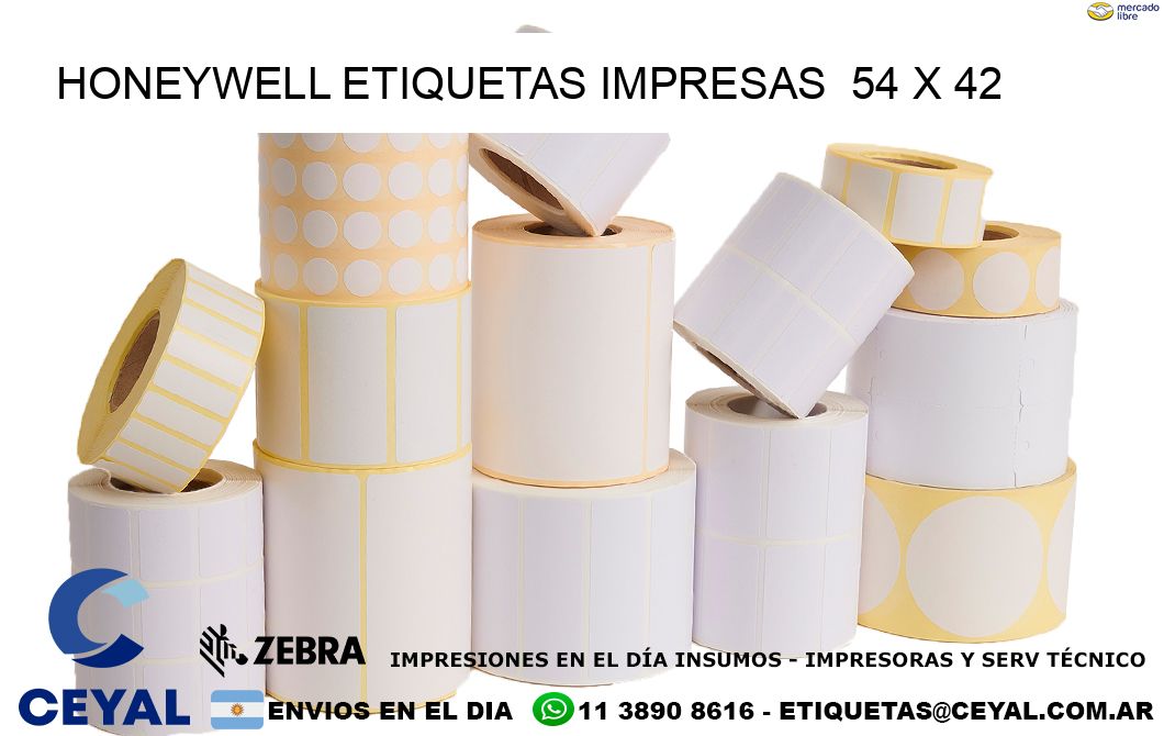 HONEYWELL ETIQUETAS IMPRESAS  54 x 42
