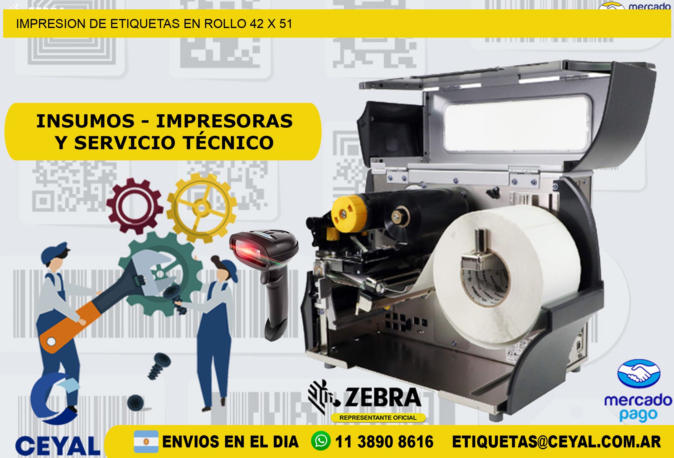 IMPRESION DE ETIQUETAS EN ROLLO 42 x 51