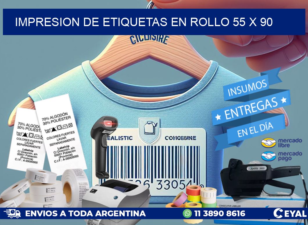 IMPRESION DE ETIQUETAS EN ROLLO 55 x 90