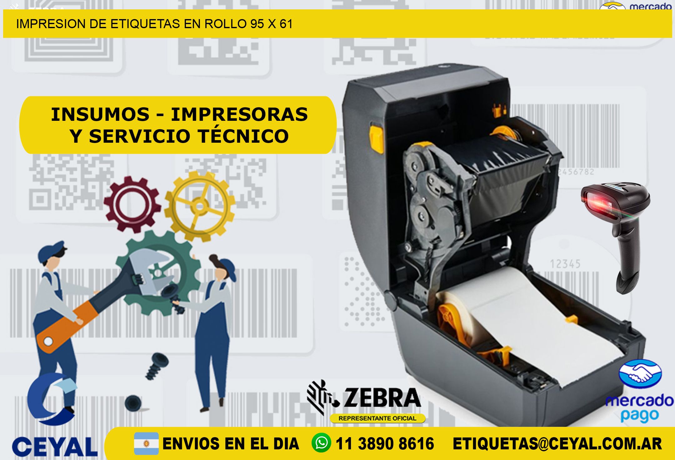 IMPRESION DE ETIQUETAS EN ROLLO 95 x 61