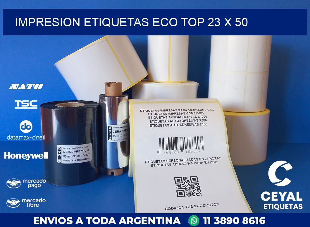 IMPRESION ETIQUETAS ECO TOP 23 x 50
