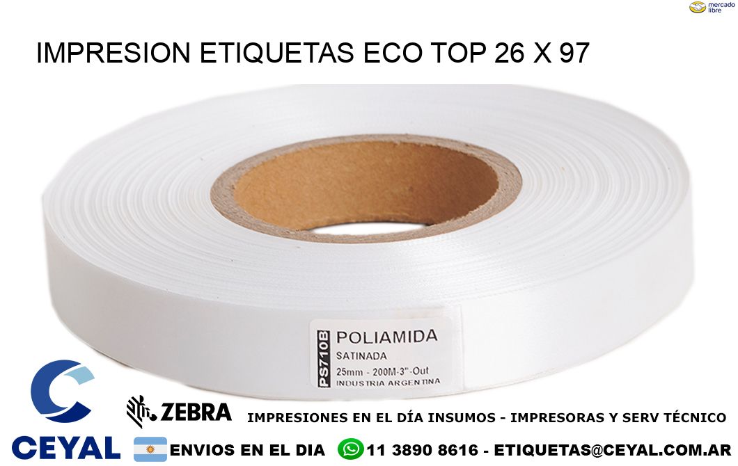 IMPRESION ETIQUETAS ECO TOP 26 x 97