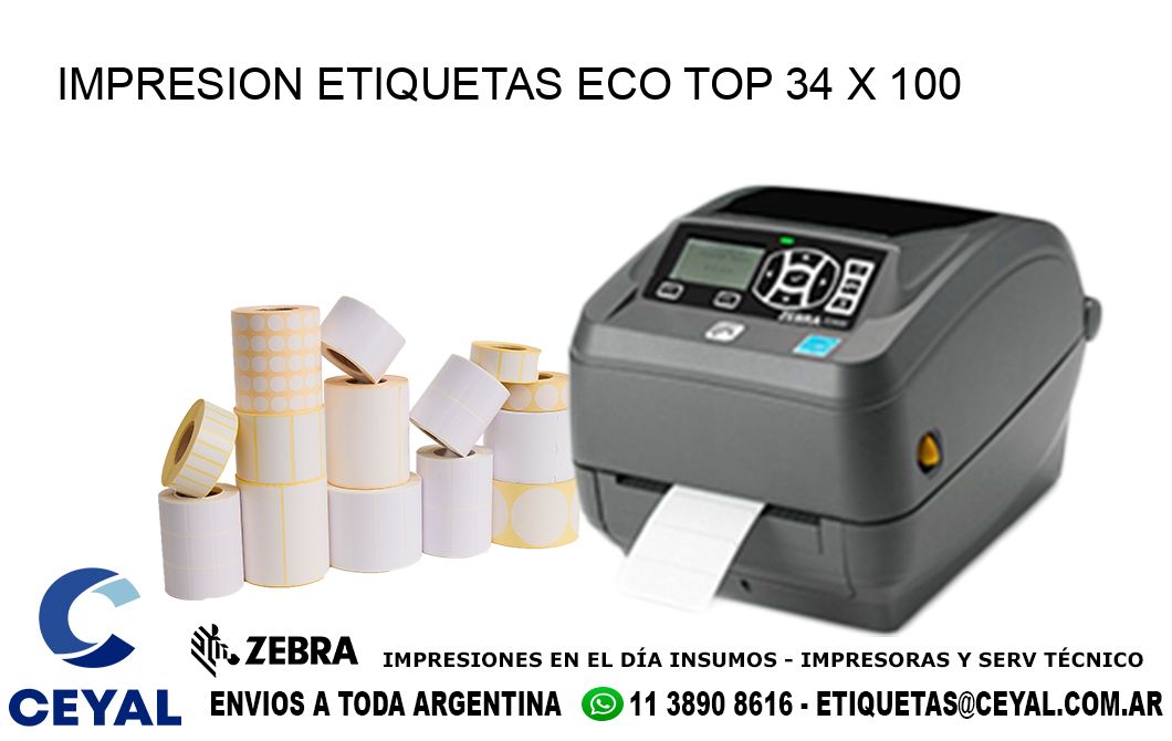 IMPRESION ETIQUETAS ECO TOP 34 x 100