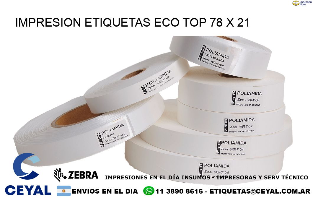 IMPRESION ETIQUETAS ECO TOP 78 x 21