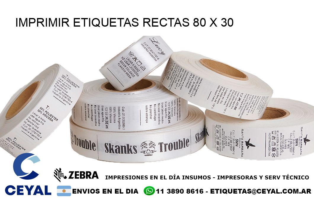 IMPRIMIR ETIQUETAS RECTAS 80 x 30