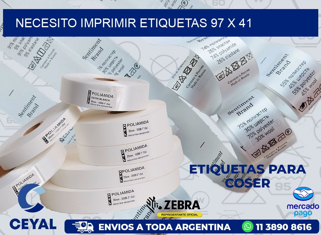 NECESITO IMPRIMIR ETIQUETAS 97 x 41