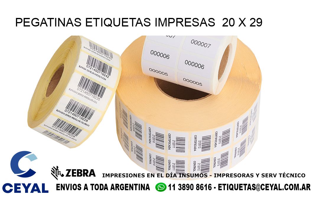 PEGATINAS ETIQUETAS IMPRESAS 20 x 29