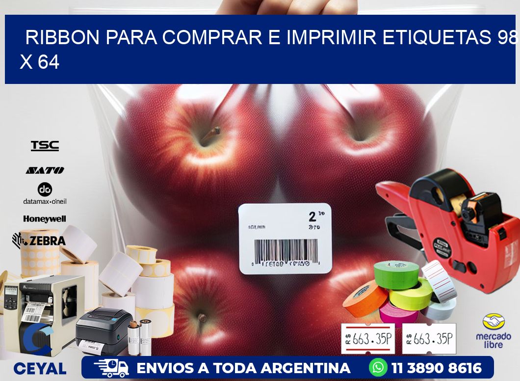RIBBON PARA COMPRAR E IMPRIMIR ETIQUETAS 98 x 64