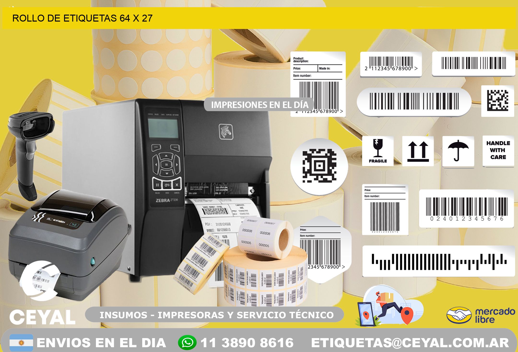 ROLLO DE ETIQUETAS 64 x 27