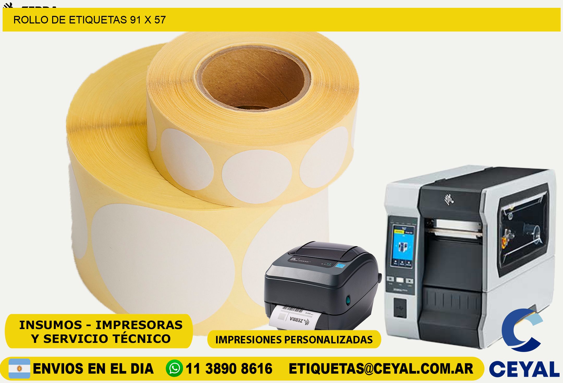 ROLLO DE ETIQUETAS 91 x 57