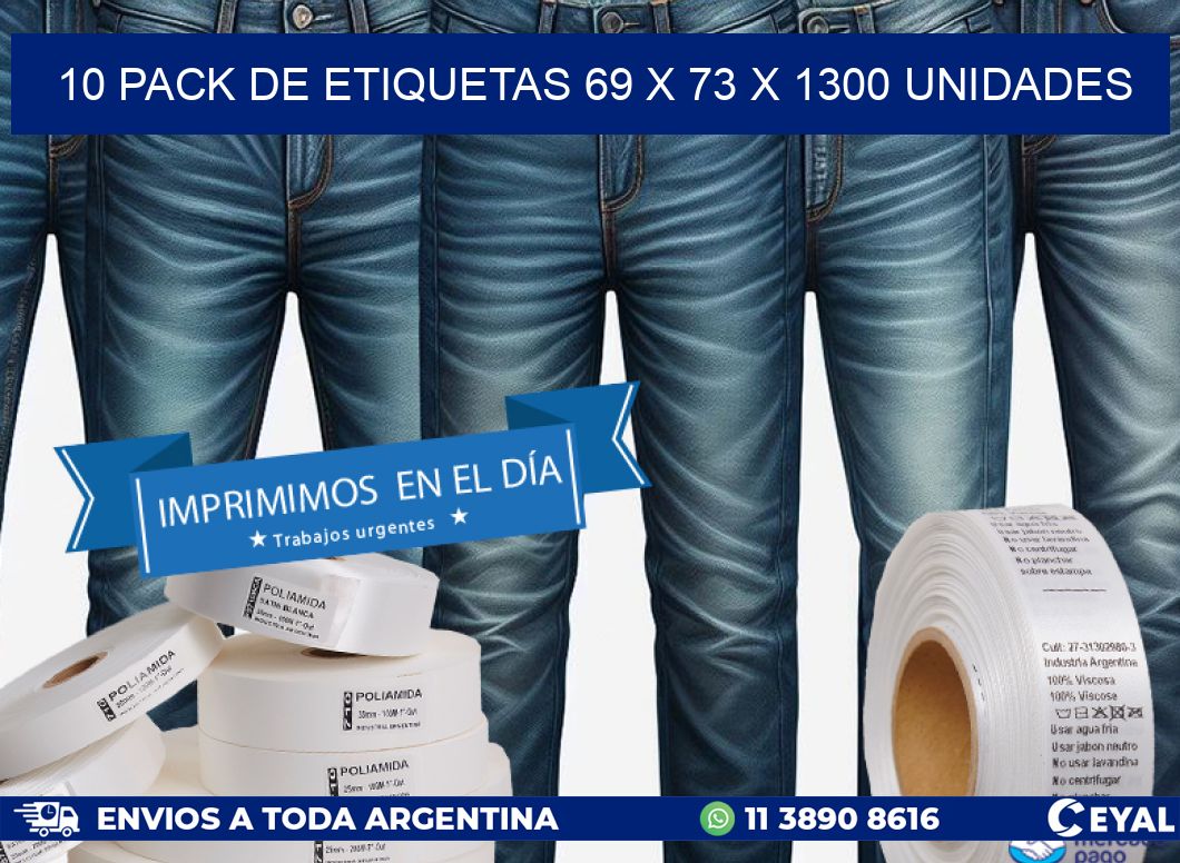 10 PACK DE ETIQUETAS 69 x 73 X 1300 UNIDADES