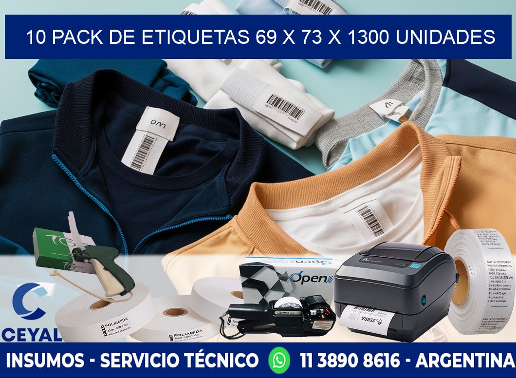 10 PACK DE ETIQUETAS 69 x 73 X 1300 UNIDADES