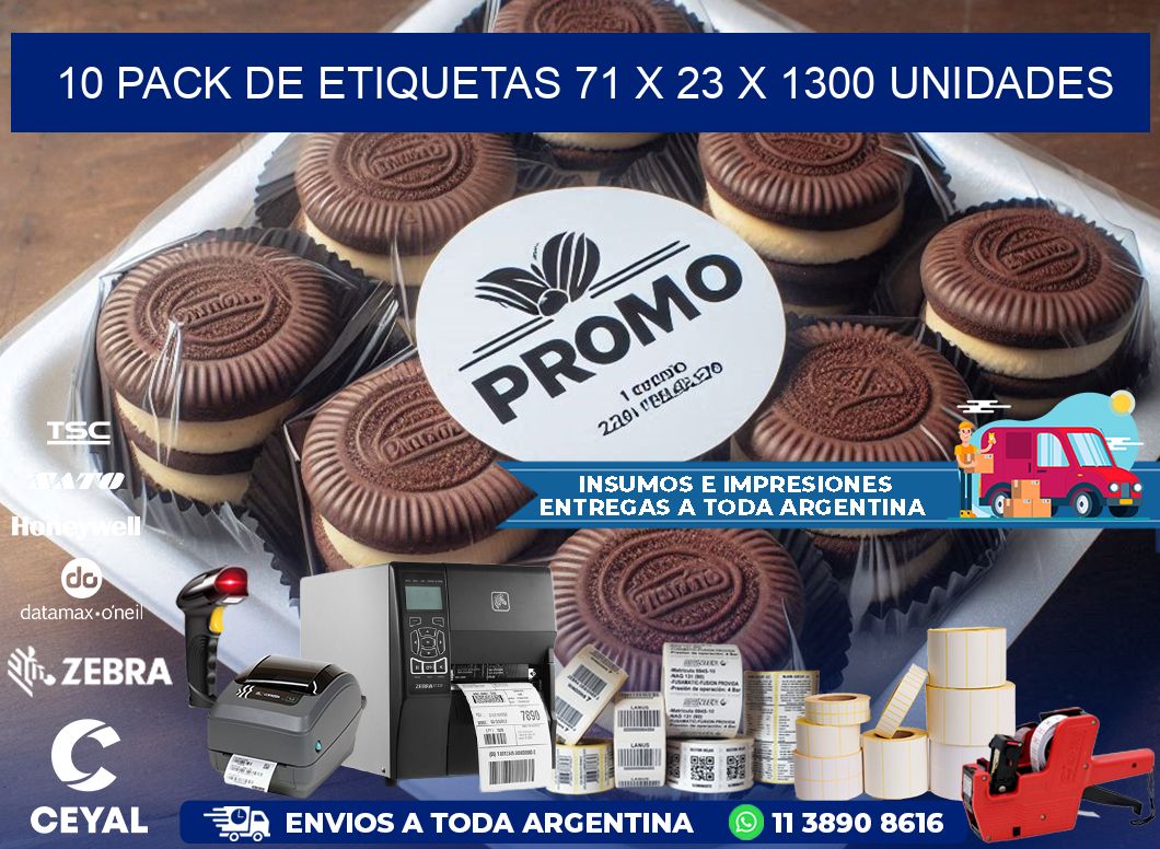 10 PACK DE ETIQUETAS 71 x 23 X 1300 UNIDADES