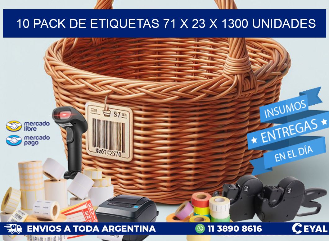 10 PACK DE ETIQUETAS 71 x 23 X 1300 UNIDADES