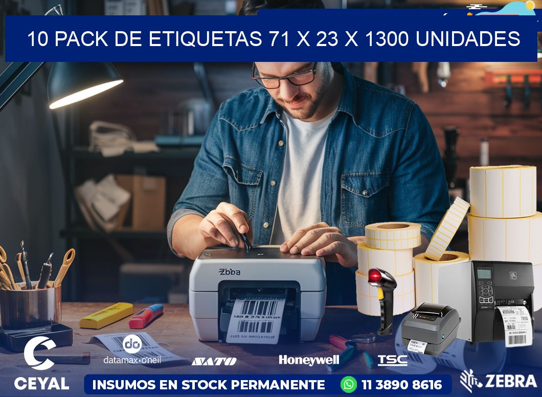 10 PACK DE ETIQUETAS 71 x 23 X 1300 UNIDADES
