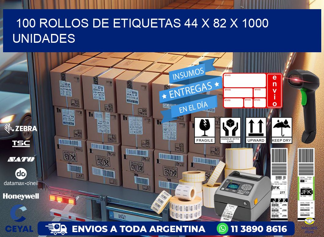 100 ROLLOS DE ETIQUETAS 44 x 82 X 1000 UNIDADES