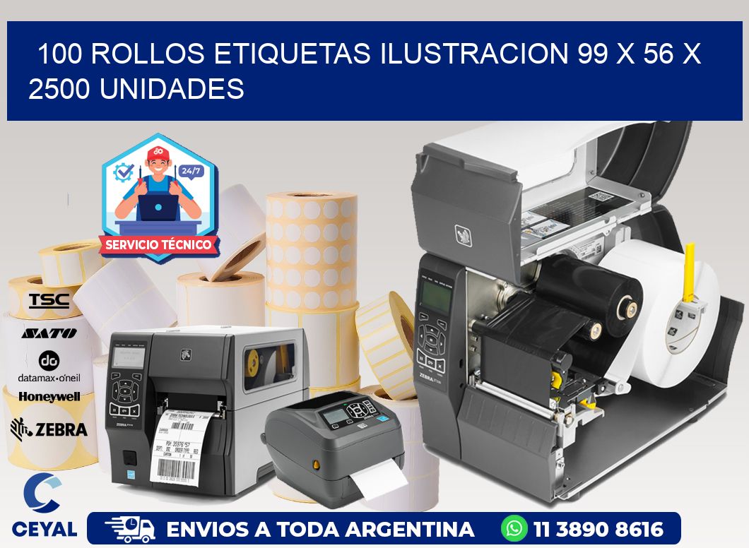 100 ROLLOS ETIQUETAS ILUSTRACION 99 x 56 X 2500 UNIDADES