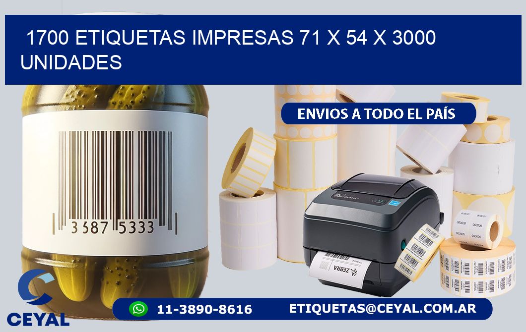 1700 ETIQUETAS IMPRESAS 71 x 54 X 3000 UNIDADES