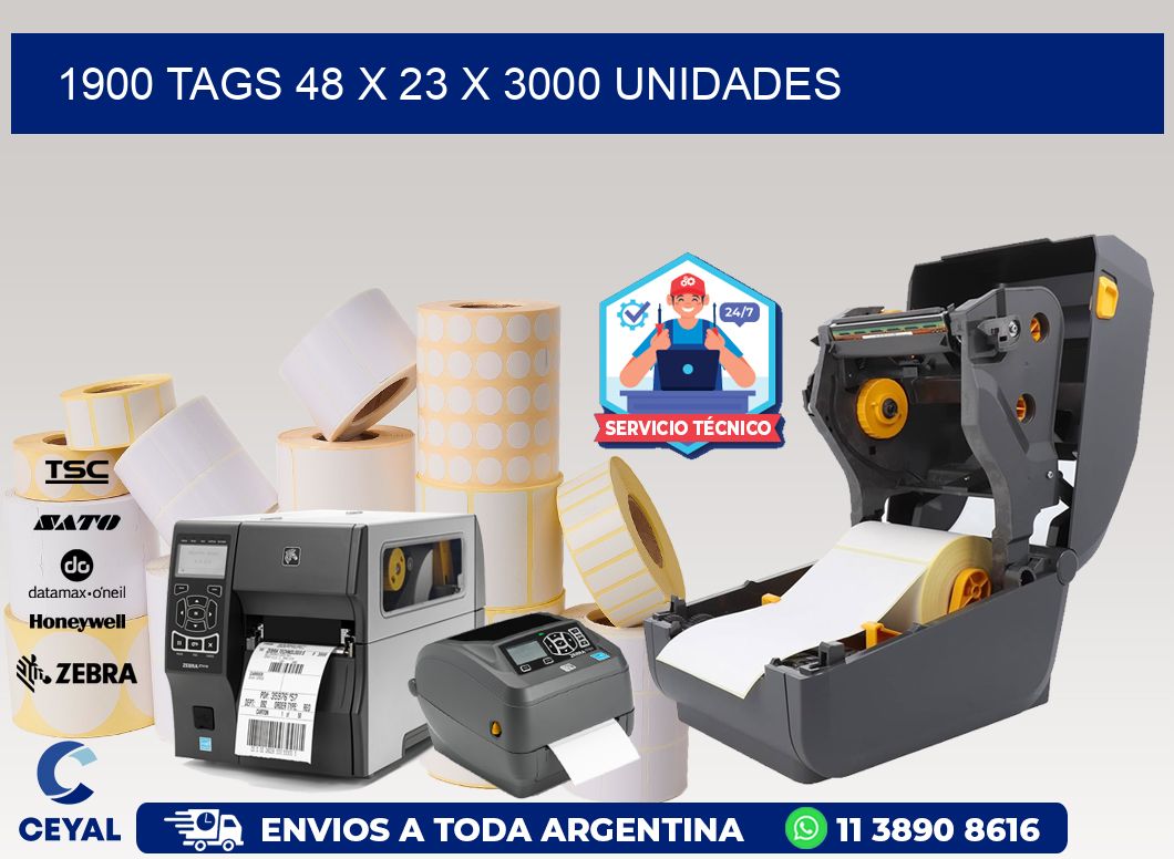 1900 TAGS 48 x 23 X 3000 UNIDADES