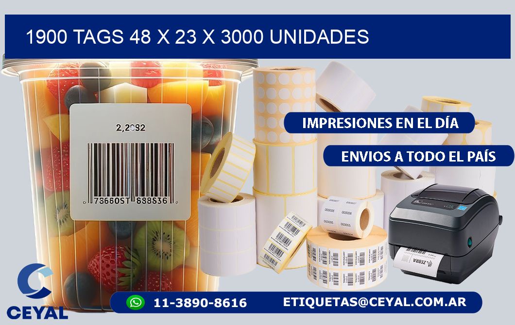 1900 TAGS 48 x 23 X 3000 UNIDADES