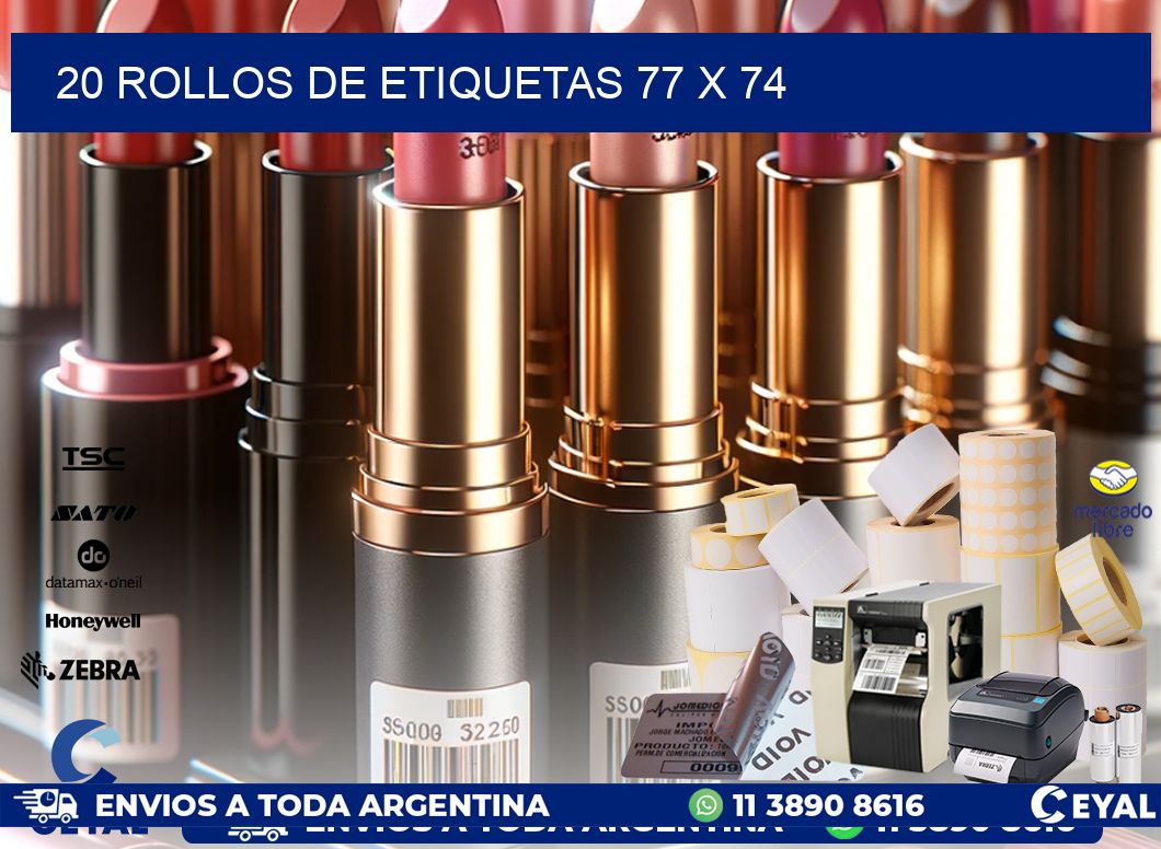20 ROLLOS DE ETIQUETAS 77 x 74